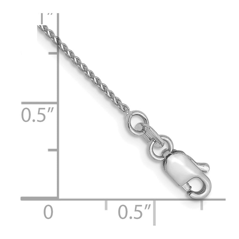 10 Inch 14K White Gold 1mm D/C Spiga Chain Anklet