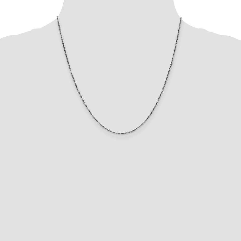 20 Inch 14K White Gold 1.2mm Solid D/C Spiga Chain Necklace
