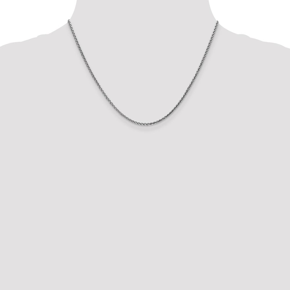18 Inch 14K White Gold 1.8mm Solid D/C Spiga Chain Necklace