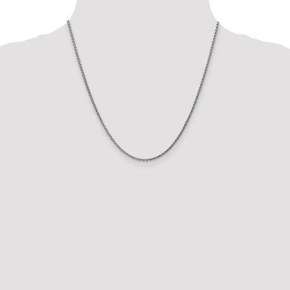 20 Inch 14K White Gold 1.8mm Solid D/C Spiga Chain Necklace