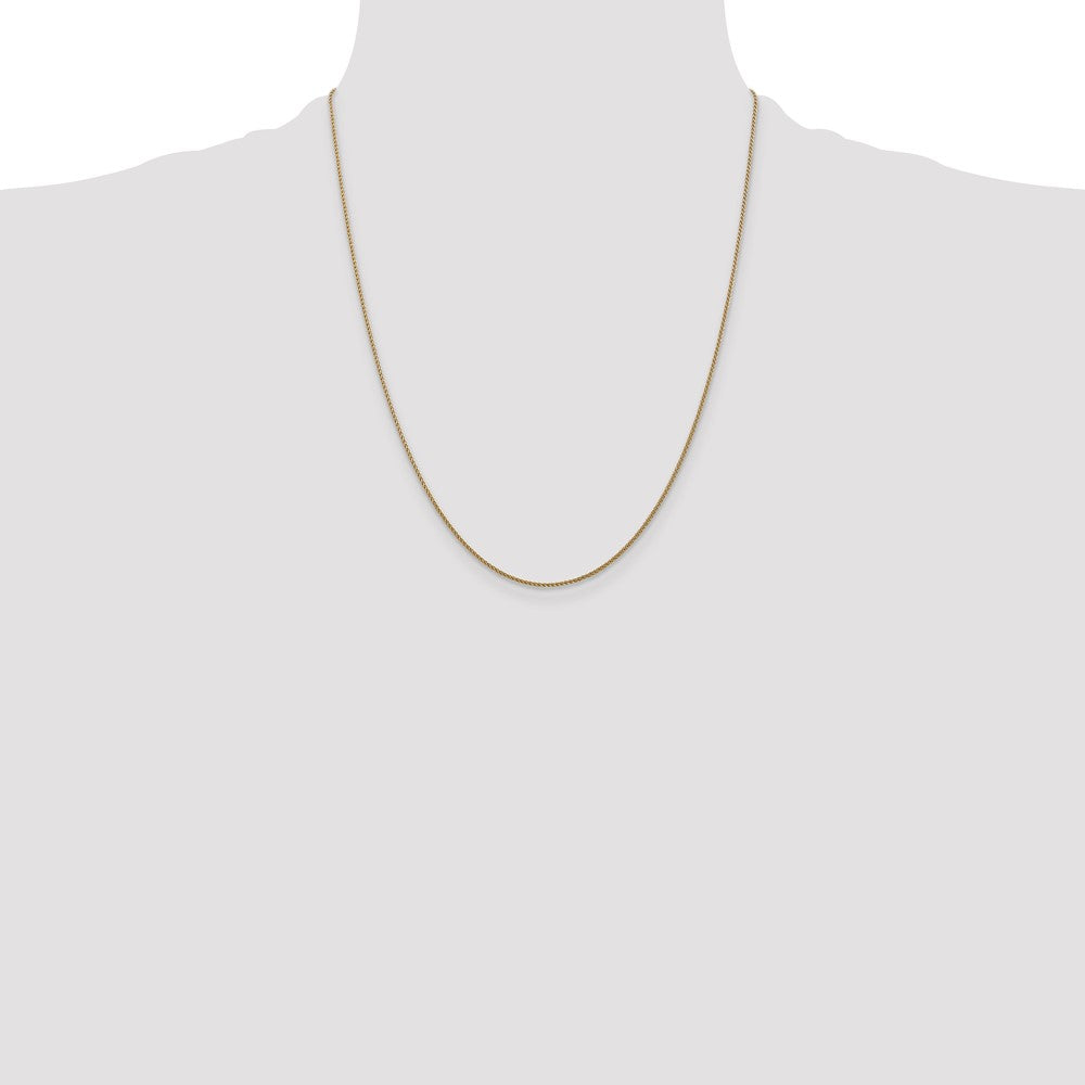 22 Inch 14K Yellow Gold 1mm D/C Spiga Chain Necklace