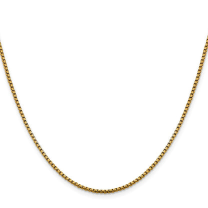 22 Inch 14K Yellow Gold 1.85mm Semi Solid D/C Round Box Chain Necklace