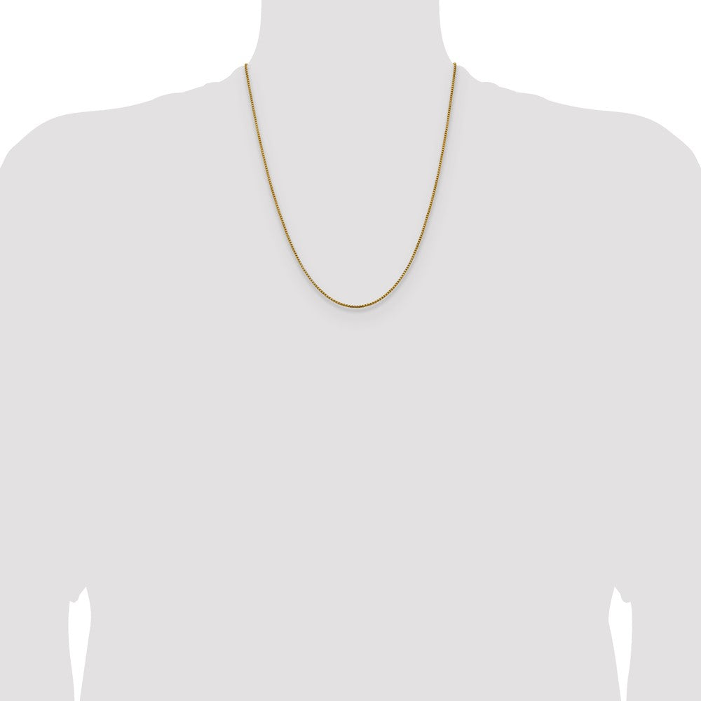 22 Inch 14K Yellow Gold 1.85mm Semi Solid D/C Round Box Chain Necklace