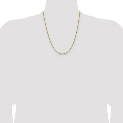 22 Inch 14K Yellow Gold 1.85mm Semi Solid D/C Round Box Chain Necklace