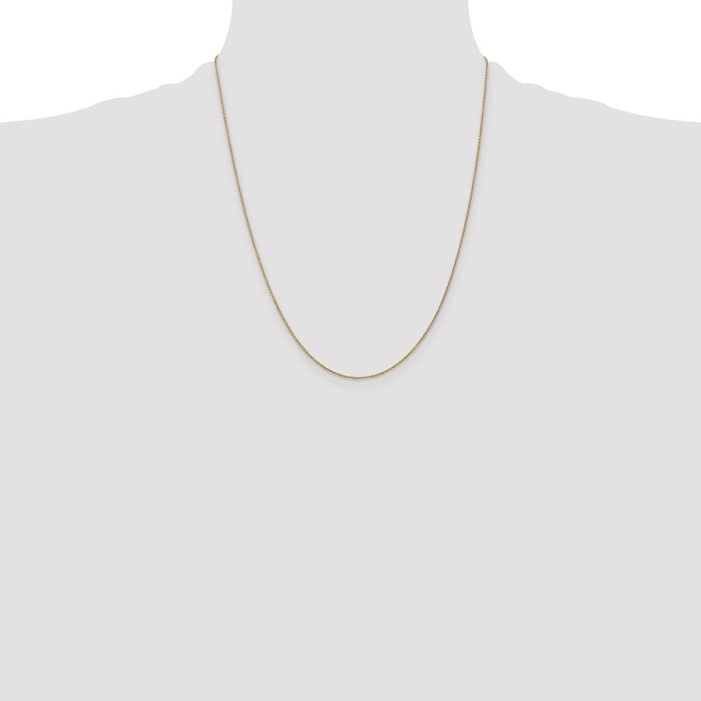 22 Inch 14K Yellow Gold .9mm Round Cable Chain Necklace