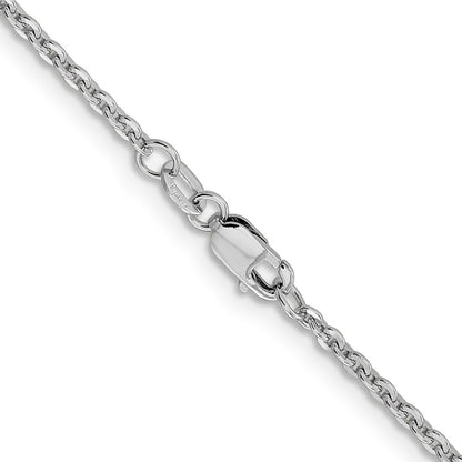24 Inch 14K White Gold 1.95mm Flat Cable Chain Necklace