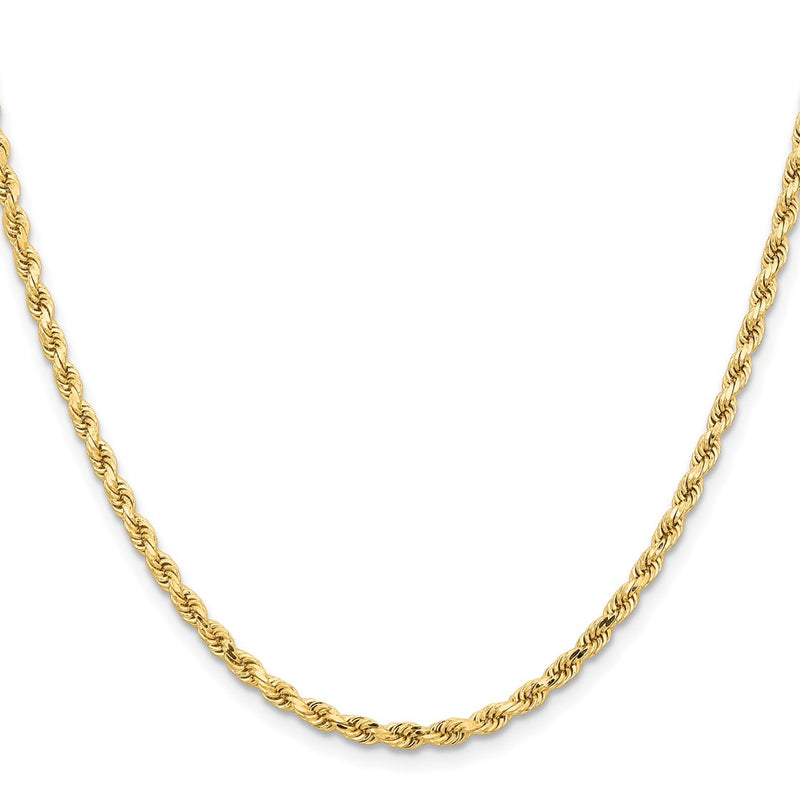 26 Inch 14K Yellow Gold 3.25mm Diamond Cut Rope Chain Necklace