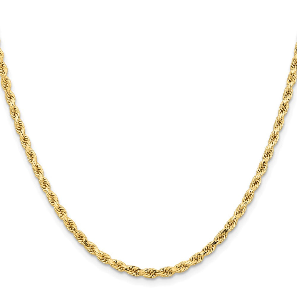 2 Inch 14K Yellow Gold 3.25mm Diamond Cut Rope Chain Necklace