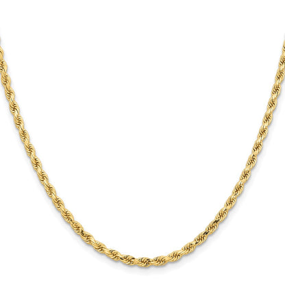 2 Inch 14K Yellow Gold 3.25mm Diamond Cut Rope Chain Necklace
