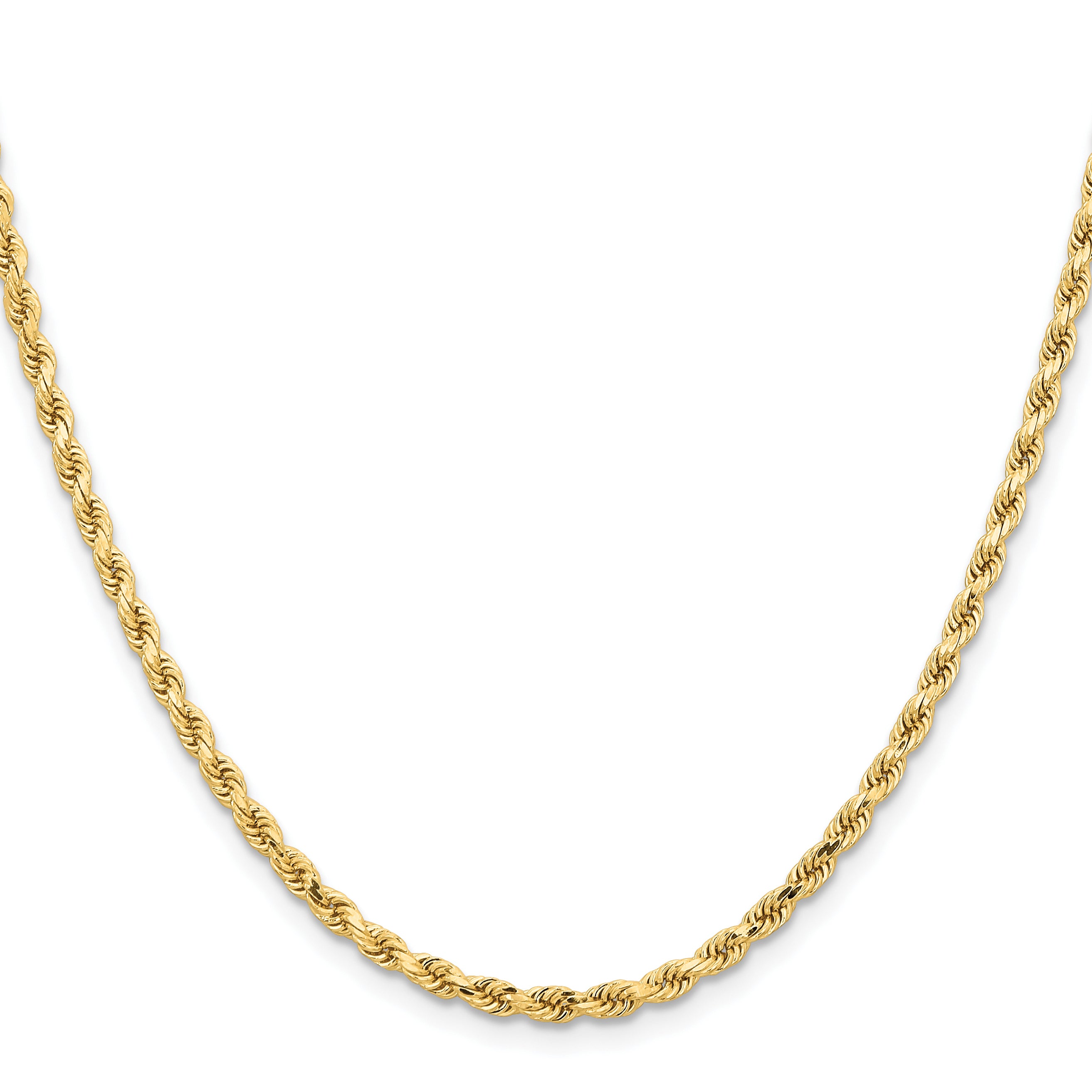 18 Inch 14K Yellow Gold 3.25mm Diamond Cut Rope Chain Necklace