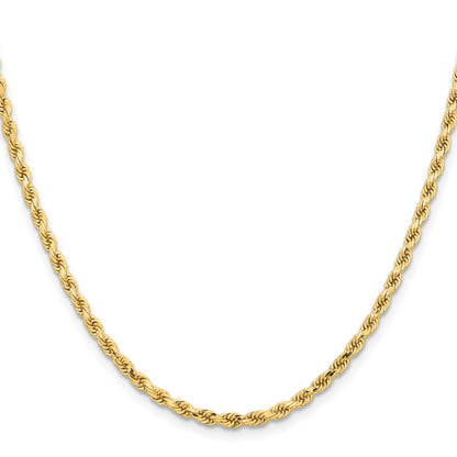 18 Inch 14K Yellow Gold 3.25mm Diamond Cut Rope Chain Necklace