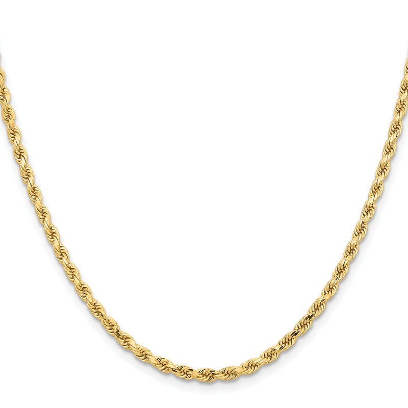 18 Inch 14K Yellow Gold 3.25mm Diamond Cut Rope Chain Necklace