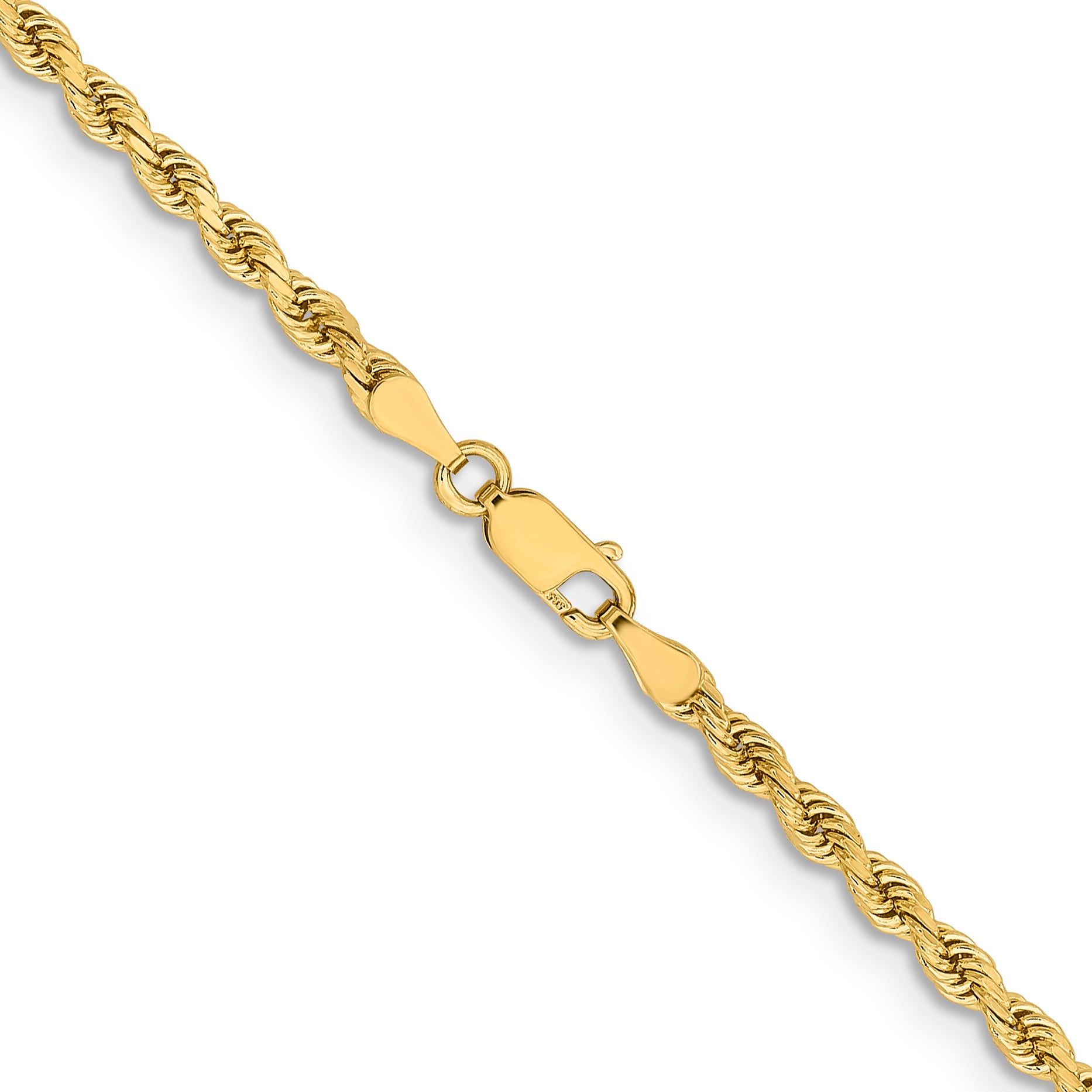 18 Inch 14K Yellow Gold 3.25mm Diamond Cut Rope Chain Necklace