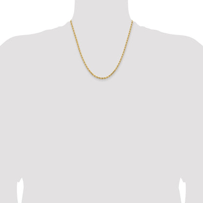 2 Inch 14K Yellow Gold 3.25mm Diamond Cut Rope Chain Necklace