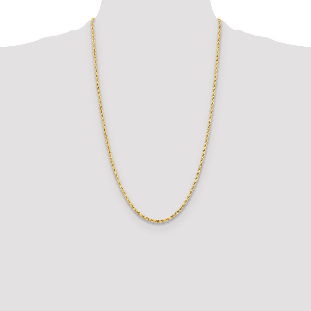 26 Inch 14K Yellow Gold 3.25mm Diamond Cut Rope Chain Necklace