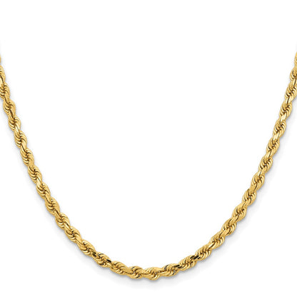 24 Inch 14K Yellow Gold 3.75mm Diamond Cut Rope Chain Necklace