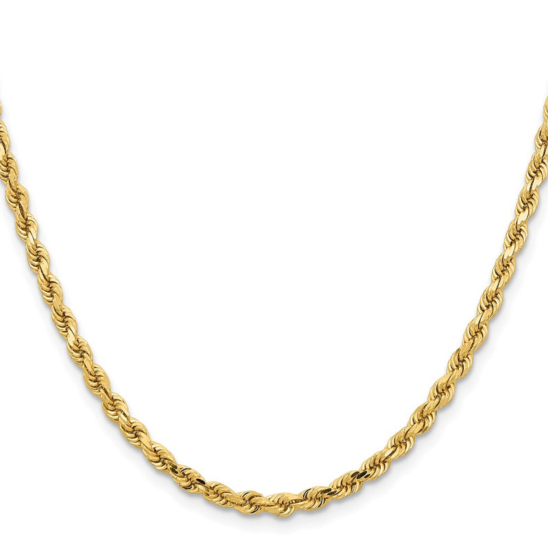 24 Inch 14K Yellow Gold 3.75mm Diamond Cut Rope Chain Necklace