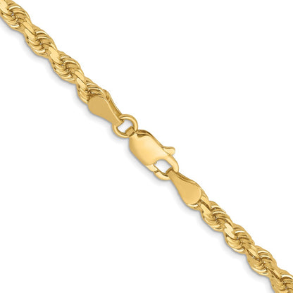 2 Inch 14K Yellow Gold 3.75mm Diamond Cut Rope Chain Necklace