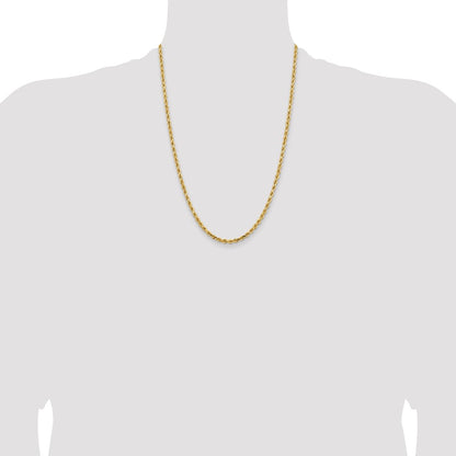 24 Inch 14K Yellow Gold 3.75mm Diamond Cut Rope Chain Necklace