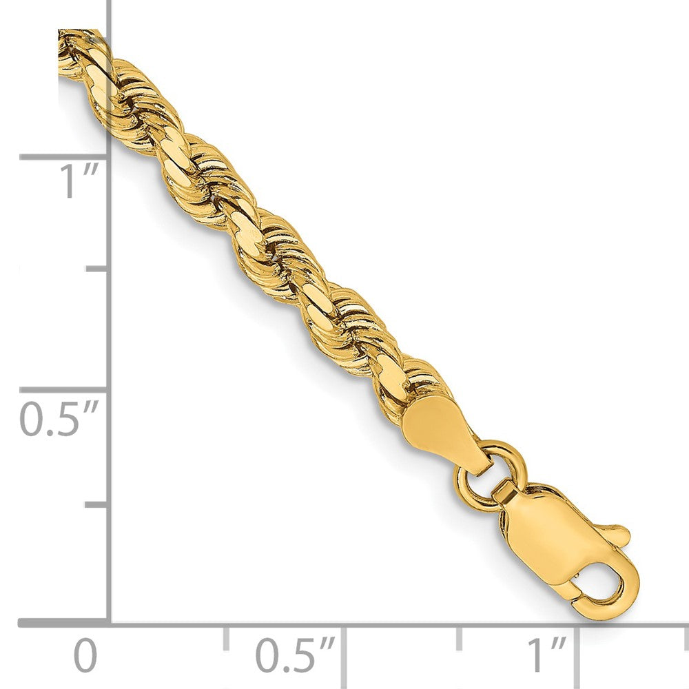 7 Inch 14K Yellow Gold 3.75mm Diamond Cut Rope Chain Necklace