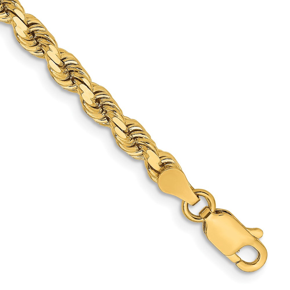 7 Inch 14K Yellow Gold 3.75mm Diamond Cut Rope Chain Necklace