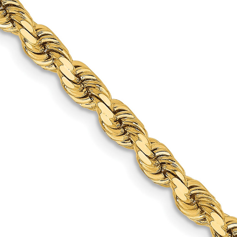 2 Inch 14K Yellow Gold 3.75mm Diamond Cut Rope Chain Necklace