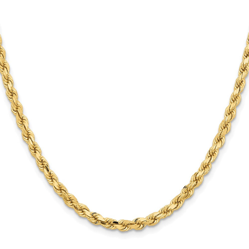 2 Inch 14K Yellow Gold 4.25mm Diamond Cut Rope Chain Necklace