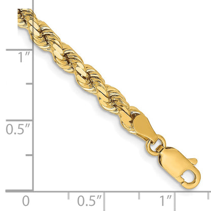 8 Inch 14K Yellow Gold 4.25mm Diamond Cut Rope Chain Necklace