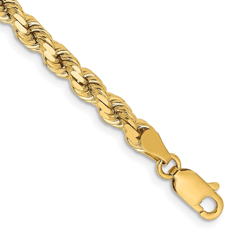 7 Inch 14K Yellow Gold 4.25mm Diamond Cut Rope Chain Necklace
