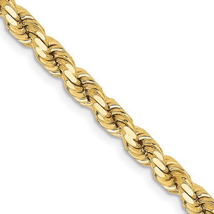 2 Inch 14K Yellow Gold 4.25mm Diamond Cut Rope Chain Necklace