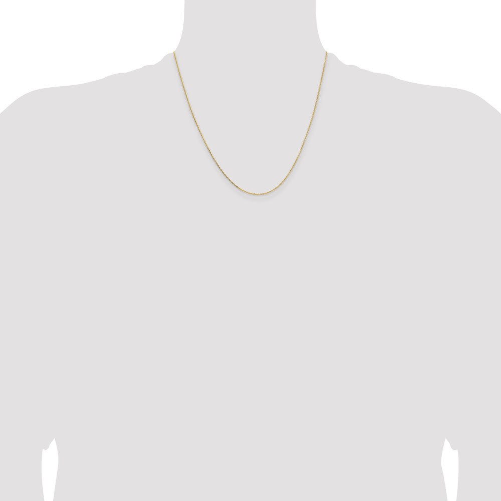 2 Inch 14K Yellow Gold 1.05mm D/C Cable Chain Necklace
