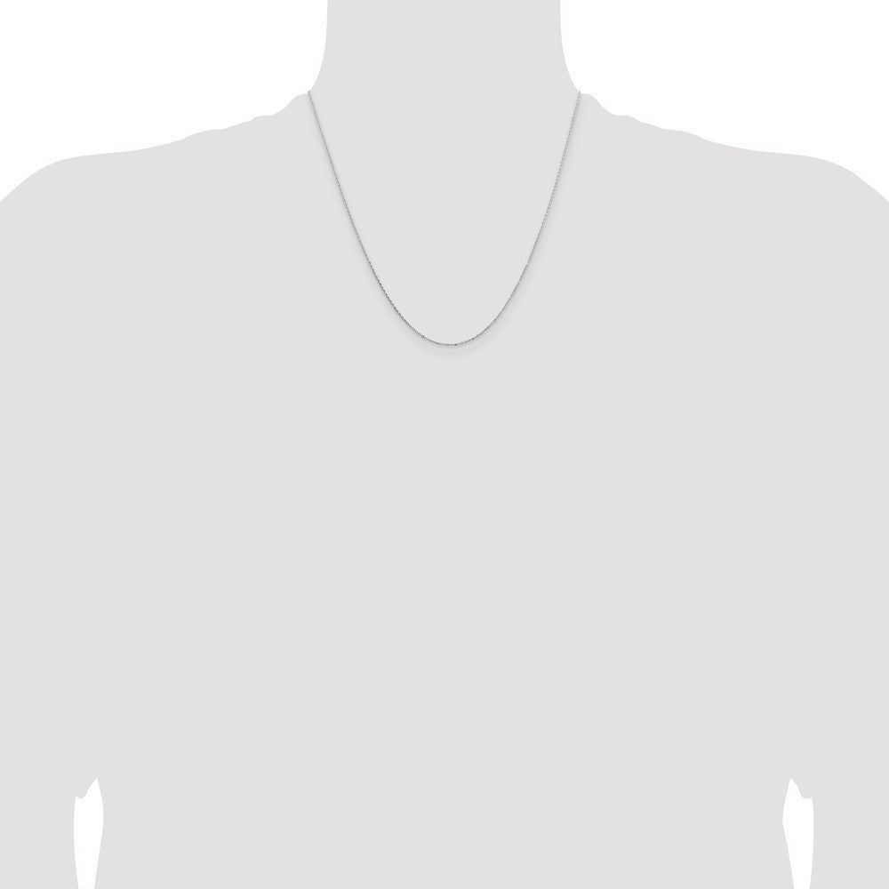 2 Inch 14K White Gold 1.05mm D/C Cable Chain Necklace