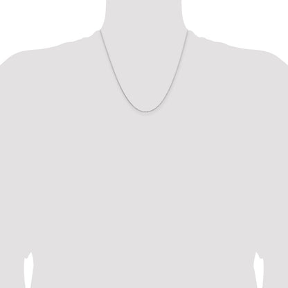 2 Inch 14K White Gold 1.05mm D/C Cable Chain Necklace