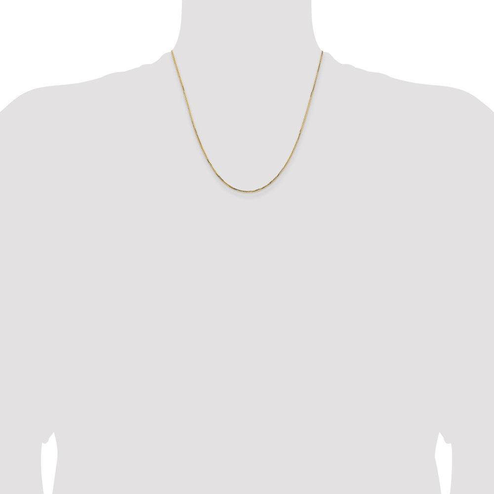 2 Inch 14K Yellow Gold 1.10mm Concave Box Chain Necklace