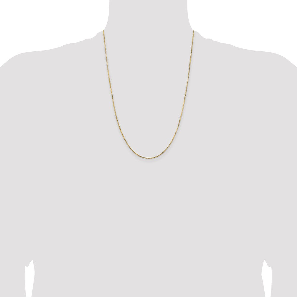 24 Inch 14K Yellow Gold 1.10mm Concave Box Chain Necklace