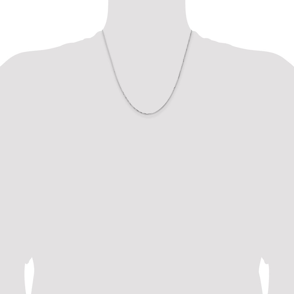 2 Inch 14K White Gold 1.10mm Concave Box Chain Necklace