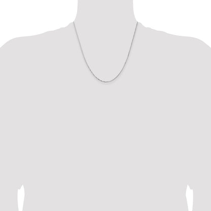 2 Inch 14K White Gold 1.10mm Concave Box Chain Necklace