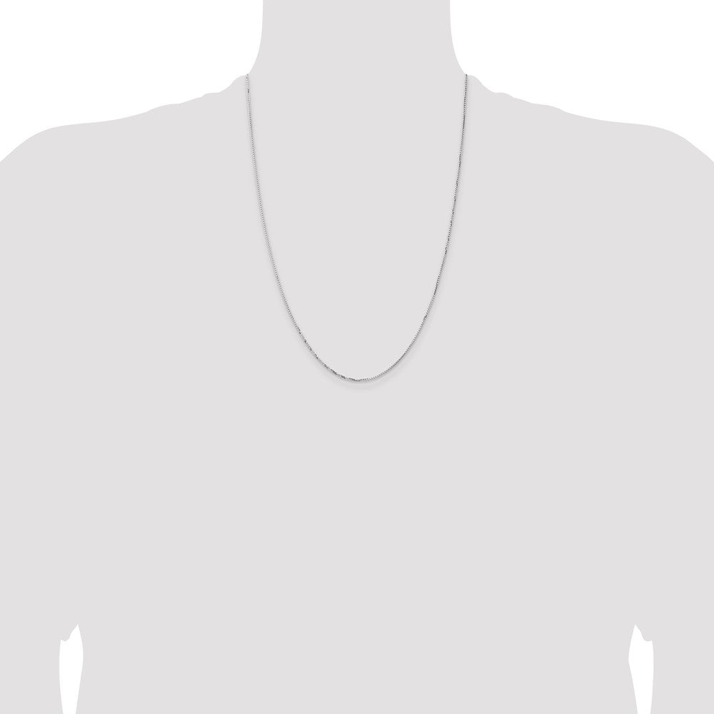 24 Inch 14K White Gold 1.10mm Concave Box Chain Necklace