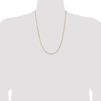 24 Inch 14K Yellow Gold 1.3mm Concave Box Chain Necklace
