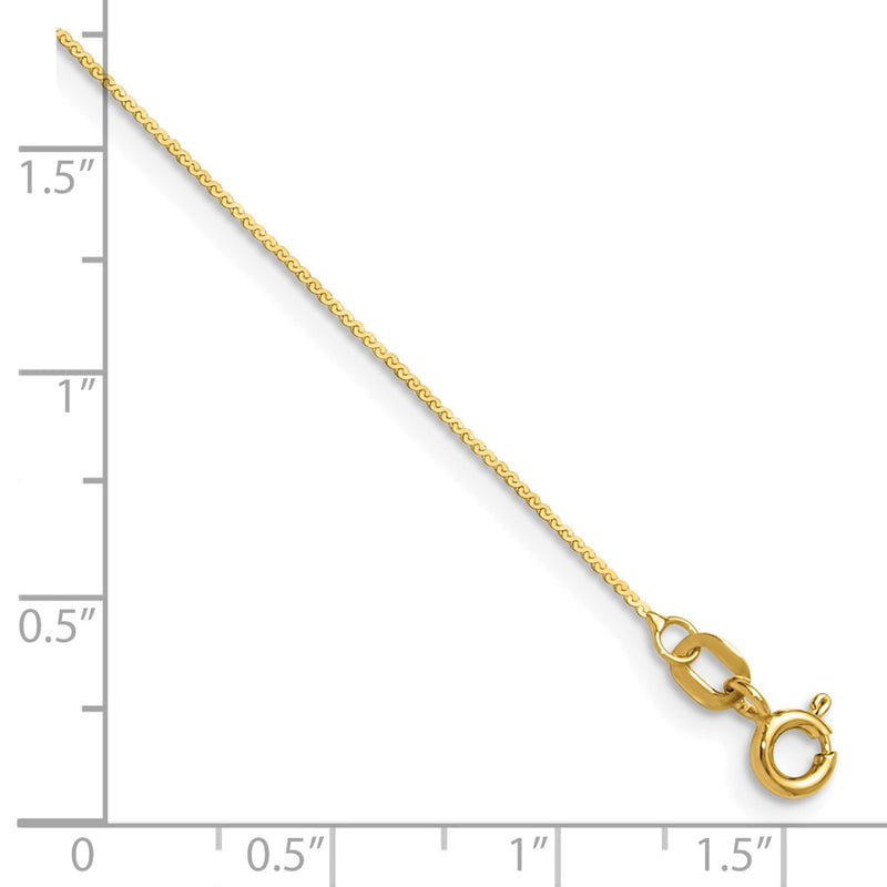 7 Inch 14K Yellow Gold 0.8mm Serpentine Chain Bracelet