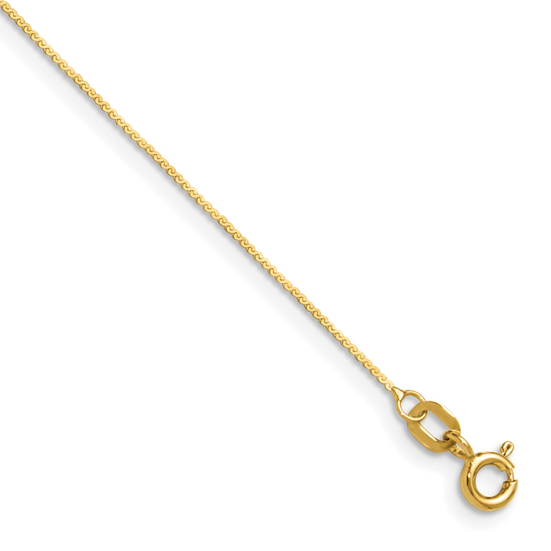 8 Inch 14K Yellow Gold 0.8mm Serpentine Chain Bracelet