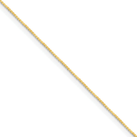 16 Inch 14K Yellow Gold 0.8mm Serpentine Chain Necklace