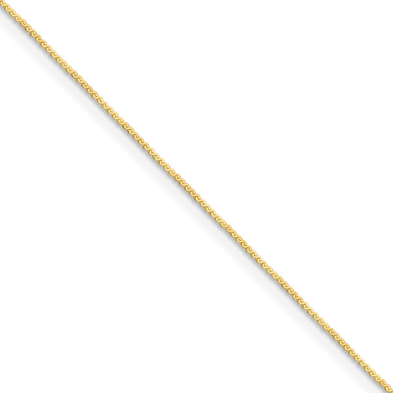 18 Inch 14K Yellow Gold 0.8mm Serpentine Chain Necklace