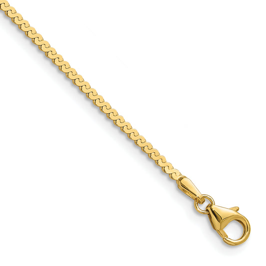 7 Inch 14K Yellow Gold 1.55mm Serpentine Chain Bracelet