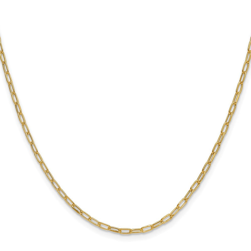 18 Inch 14K Yellow Gold 2.2mm Semi Solid Beveled D/C Paperclip Chain Necklace