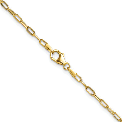 16 Inch 14K Yellow Gold 2.2mm Semi Solid Beveled D/C Paperclip Chain Necklace