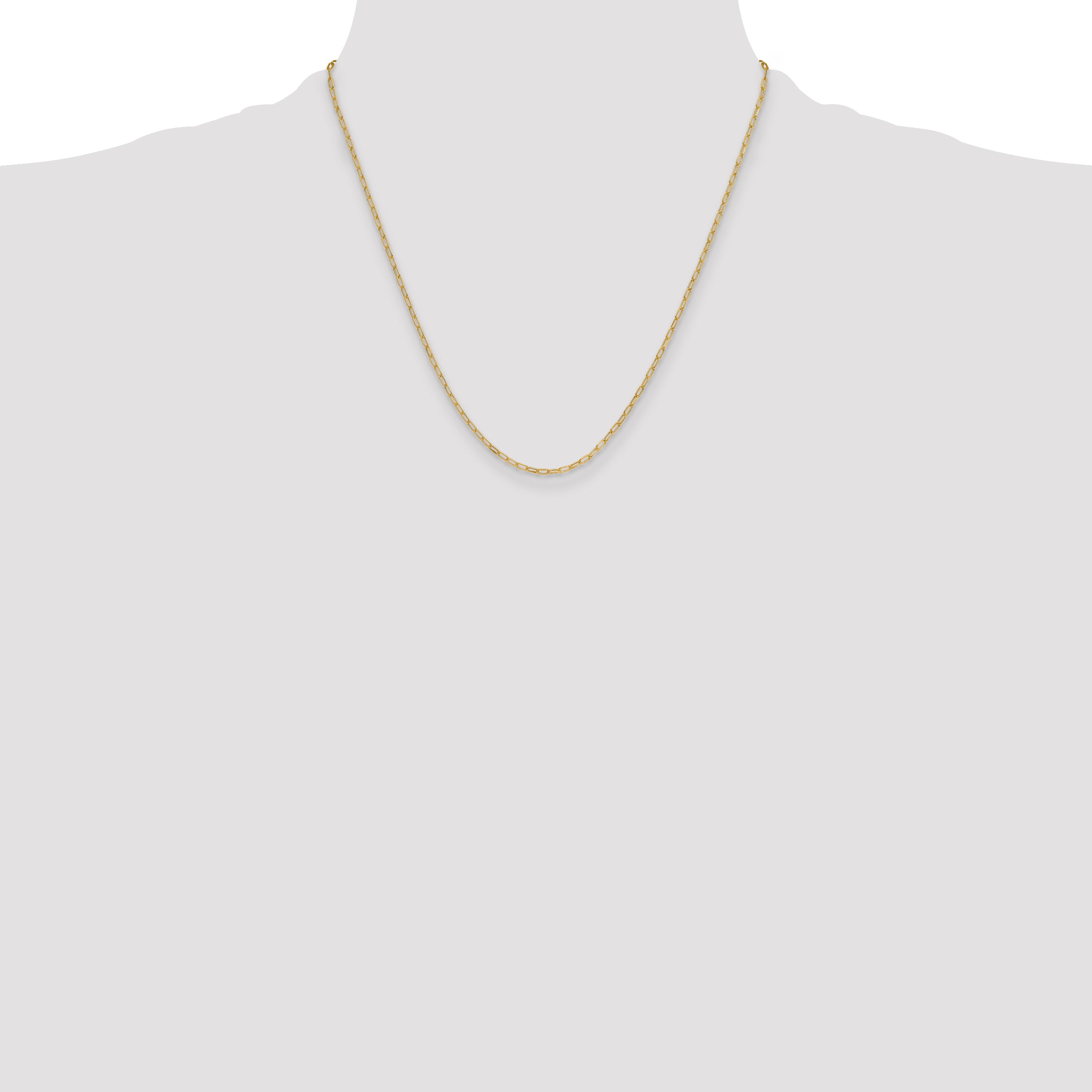2 Inch 14K Yellow Gold 2.2mm Semi Solid Beveled D/C Paperclip Chain Necklace