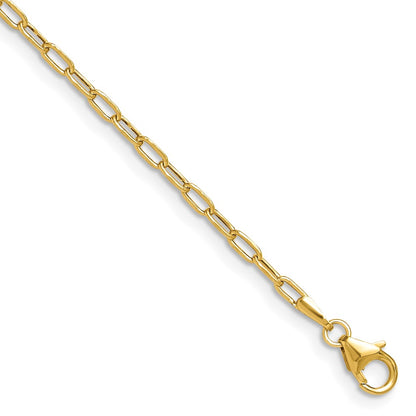 8 Inch 14K Yellow Gold 2.2mm Semi Solid Beveled D/C Paperclip Chain Bracelet