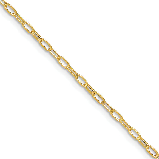 24 Inch 14K Yellow Gold 2.2mm Semi Solid Beveled D/C Paperclip Chain Necklace