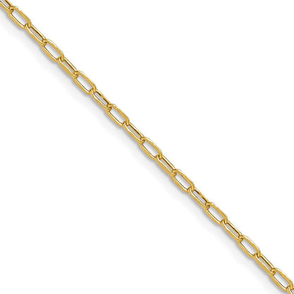16 Inch 14K Yellow Gold 2.2mm Semi Solid Beveled D/C Paperclip Chain Necklace